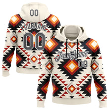 Load image into Gallery viewer, Custom Stitched Cream Steel Gray-White 3D Pattern Design Tribal Ethnic Native American Sports Pullover Sweatshirt Hoodie
