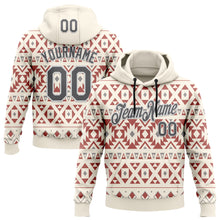 Load image into Gallery viewer, Custom Stitched Cream Steel Gray-White 3D Pattern Design Tribal Ethnic Native American Sports Pullover Sweatshirt Hoodie
