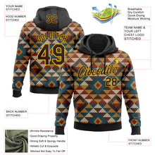 Load image into Gallery viewer, Custom Stitched Black Brown-Yellow 3D Pattern Design Tribal Ethnic Native American Sports Pullover Sweatshirt Hoodie
