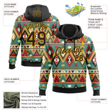 Load image into Gallery viewer, Custom Stitched Black Brown-Yellow 3D Pattern Design Tribal Ethnic Native American Sports Pullover Sweatshirt Hoodie
