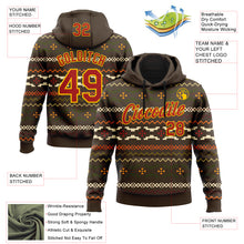 Load image into Gallery viewer, Custom Stitched Brown Red-Yellow 3D Pattern Design Tribal Ethnic Native American Sports Pullover Sweatshirt Hoodie
