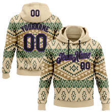 Load image into Gallery viewer, Custom Stitched City Cream Black-Purple 3D Pattern Design Tribal Ethnic Native American Sports Pullover Sweatshirt Hoodie

