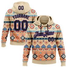 Load image into Gallery viewer, Custom Stitched City Cream Black-Purple 3D Pattern Design Tribal Ethnic Native American Sports Pullover Sweatshirt Hoodie
