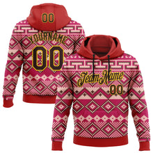 Load image into Gallery viewer, Custom Stitched Red Brown-Yellow 3D Pattern Design Tribal Ethnic Native American Sports Pullover Sweatshirt Hoodie
