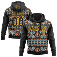 Load image into Gallery viewer, Custom Stitched Black Brown-Yellow 3D Pattern Design Tribal Ethnic Native American Sports Pullover Sweatshirt Hoodie
