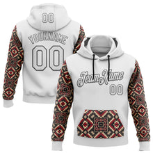 Load image into Gallery viewer, Custom Stitched White Steel Gray 3D Pattern Design Tribal Ethnic Native American Sports Pullover Sweatshirt Hoodie
