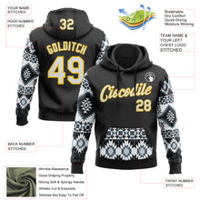 Load image into Gallery viewer, Custom Stitched Black White-Yellow 3D Pattern Design Tribal Ethnic Native American Sports Pullover Sweatshirt Hoodie
