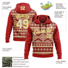 Load image into Gallery viewer, Custom Stitched Red White-Yellow 3D Pattern Design Tribal Ethnic Native American Sports Pullover Sweatshirt Hoodie
