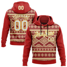 Load image into Gallery viewer, Custom Stitched Red White-Yellow 3D Pattern Design Tribal Ethnic Native American Sports Pullover Sweatshirt Hoodie
