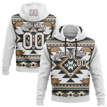 Load image into Gallery viewer, Custom Stitched White Brown 3D Pattern Design Tribal Ethnic Native American Sports Pullover Sweatshirt Hoodie
