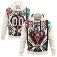 Load image into Gallery viewer, Custom Stitched Cream White-Brown 3D Pattern Design Tribal Ethnic Native American Sports Pullover Sweatshirt Hoodie
