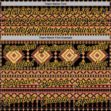 Load image into Gallery viewer, Custom Stitched Black Navy-Gold 3D Pattern Design Tribal Ethnic Native American Sports Pullover Sweatshirt Hoodie
