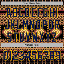 Load image into Gallery viewer, Custom Stitched Black Navy-Gold 3D Pattern Design Tribal Ethnic Native American Sports Pullover Sweatshirt Hoodie
