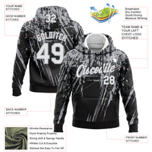 Load image into Gallery viewer, Custom Stitched Black White-Gray 3D Pattern Design Splash Grunge Art Sports Pullover Sweatshirt Hoodie
