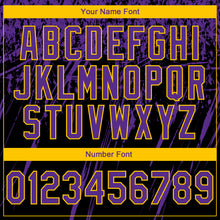 Load image into Gallery viewer, Custom Stitched Black Purple-Yellow 3D Pattern Design Splash Grunge Art Sports Pullover Sweatshirt Hoodie
