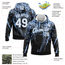 Load image into Gallery viewer, Custom Stitched Black White-Light Blue 3D Pattern Design Splash Grunge Art Sports Pullover Sweatshirt Hoodie

