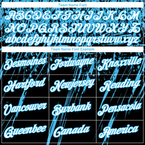 Custom Stitched Black White-Sky Blue 3D Pattern Design Splash Grunge Art Sports Pullover Sweatshirt Hoodie