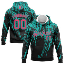 Laden Sie das Bild in den Galerie-Viewer, Custom Stitched Black Neon Pink-Aqua 3D Pattern Design Splash Grunge Art Sports Pullover Sweatshirt Hoodie
