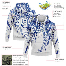Загрузить изображение в средство просмотра галереи, Custom Stitched White Royal 3D Pattern Design Splash Grunge Art Sports Pullover Sweatshirt Hoodie

