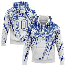 Загрузить изображение в средство просмотра галереи, Custom Stitched White Royal 3D Pattern Design Splash Grunge Art Sports Pullover Sweatshirt Hoodie
