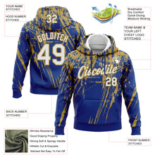 Charger l&#39;image dans la galerie, Custom Stitched Royal White-Old Gold 3D Pattern Design Splash Grunge Art Sports Pullover Sweatshirt Hoodie
