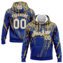 Charger l&#39;image dans la galerie, Custom Stitched Royal White-Old Gold 3D Pattern Design Splash Grunge Art Sports Pullover Sweatshirt Hoodie
