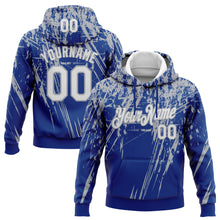 Charger l&#39;image dans la galerie, Custom Stitched Royal White-Gray 3D Pattern Design Splash Grunge Art Sports Pullover Sweatshirt Hoodie
