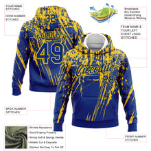 Charger l&#39;image dans la galerie, Custom Stitched Royal Yellow 3D Pattern Design Splash Grunge Art Sports Pullover Sweatshirt Hoodie
