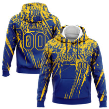 Charger l&#39;image dans la galerie, Custom Stitched Royal Yellow 3D Pattern Design Splash Grunge Art Sports Pullover Sweatshirt Hoodie
