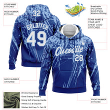 Charger l&#39;image dans la galerie, Custom Stitched Royal White-Light Blue 3D Pattern Design Splash Grunge Art Sports Pullover Sweatshirt Hoodie
