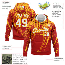 Charger l&#39;image dans la galerie, Custom Stitched Red White-Gold 3D Pattern Design Splash Grunge Art Sports Pullover Sweatshirt Hoodie
