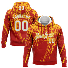 Charger l&#39;image dans la galerie, Custom Stitched Red White-Gold 3D Pattern Design Splash Grunge Art Sports Pullover Sweatshirt Hoodie
