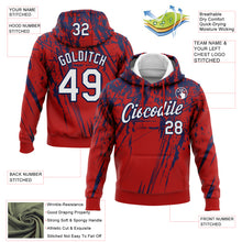 Charger l&#39;image dans la galerie, Custom Stitched Red White-Navy 3D Pattern Design Splash Grunge Art Sports Pullover Sweatshirt Hoodie
