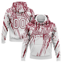Загрузить изображение в средство просмотра галереи, Custom Stitched White Crimson 3D Pattern Design Splash Grunge Art Sports Pullover Sweatshirt Hoodie
