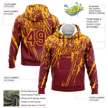 Загрузить изображение в средство просмотра галереи, Custom Stitched Crimson Gold 3D Pattern Design Splash Grunge Art Sports Pullover Sweatshirt Hoodie
