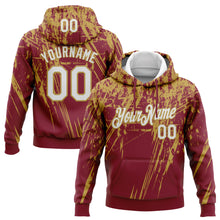 Загрузить изображение в средство просмотра галереи, Custom Stitched Crimson White-Old Gold 3D Pattern Design Splash Grunge Art Sports Pullover Sweatshirt Hoodie
