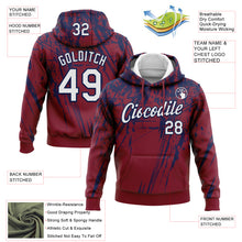 Загрузить изображение в средство просмотра галереи, Custom Stitched Crimson White-Navy 3D Pattern Design Splash Grunge Art Sports Pullover Sweatshirt Hoodie
