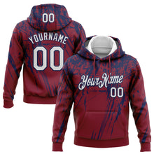 Загрузить изображение в средство просмотра галереи, Custom Stitched Crimson White-Navy 3D Pattern Design Splash Grunge Art Sports Pullover Sweatshirt Hoodie
