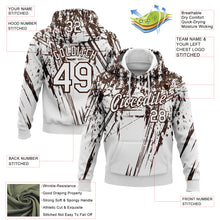 Загрузить изображение в средство просмотра галереи, Custom Stitched White Brown 3D Pattern Design Splash Grunge Art Sports Pullover Sweatshirt Hoodie
