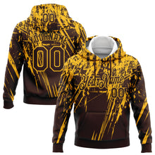 Laden Sie das Bild in den Galerie-Viewer, Custom Stitched Brown Gold 3D Pattern Design Splash Grunge Art Sports Pullover Sweatshirt Hoodie
