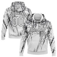 Загрузить изображение в средство просмотра галереи, Custom Stitched White Steel Gray 3D Pattern Design Splash Grunge Art Sports Pullover Sweatshirt Hoodie
