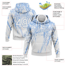 Загрузить изображение в средство просмотра галереи, Custom Stitched White Light Blue 3D Pattern Design Splash Grunge Art Sports Pullover Sweatshirt Hoodie
