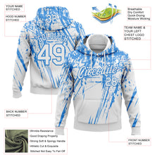 Загрузить изображение в средство просмотра галереи, Custom Stitched White Powder Blue 3D Pattern Design Splash Grunge Art Sports Pullover Sweatshirt Hoodie

