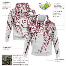 Загрузить изображение в средство просмотра галереи, Custom Stitched White Burgundy 3D Pattern Design Splash Grunge Art Sports Pullover Sweatshirt Hoodie
