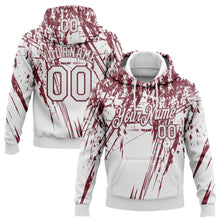Загрузить изображение в средство просмотра галереи, Custom Stitched White Burgundy 3D Pattern Design Splash Grunge Art Sports Pullover Sweatshirt Hoodie
