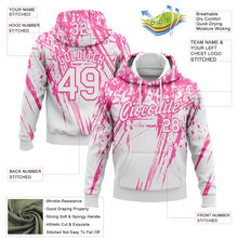 Загрузить изображение в средство просмотра галереи, Custom Stitched White Pink 3D Pattern Design Splash Grunge Art Sports Pullover Sweatshirt Hoodie
