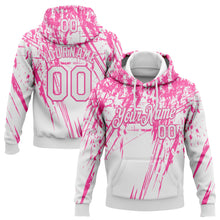 Загрузить изображение в средство просмотра галереи, Custom Stitched White Pink 3D Pattern Design Splash Grunge Art Sports Pullover Sweatshirt Hoodie

