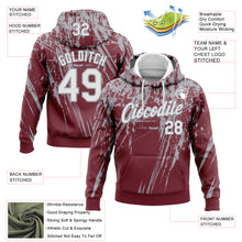 Загрузить изображение в средство просмотра галереи, Custom Stitched Burgundy White-Gray 3D Pattern Design Splash Grunge Art Sports Pullover Sweatshirt Hoodie
