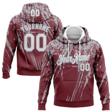 Загрузить изображение в средство просмотра галереи, Custom Stitched Burgundy White-Gray 3D Pattern Design Splash Grunge Art Sports Pullover Sweatshirt Hoodie
