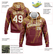 Загрузить изображение в средство просмотра галереи, Custom Stitched Burgundy White-Old Gold 3D Pattern Design Splash Grunge Art Sports Pullover Sweatshirt Hoodie

